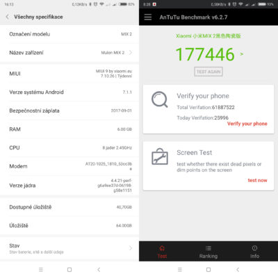 Výkon Xiaomi Mi MIX 2