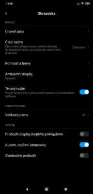 Tmavý režim Xiaomi Mi 8