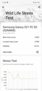 Samsung Galaxy S21 FE 3D Mark Wild Life Stress Test