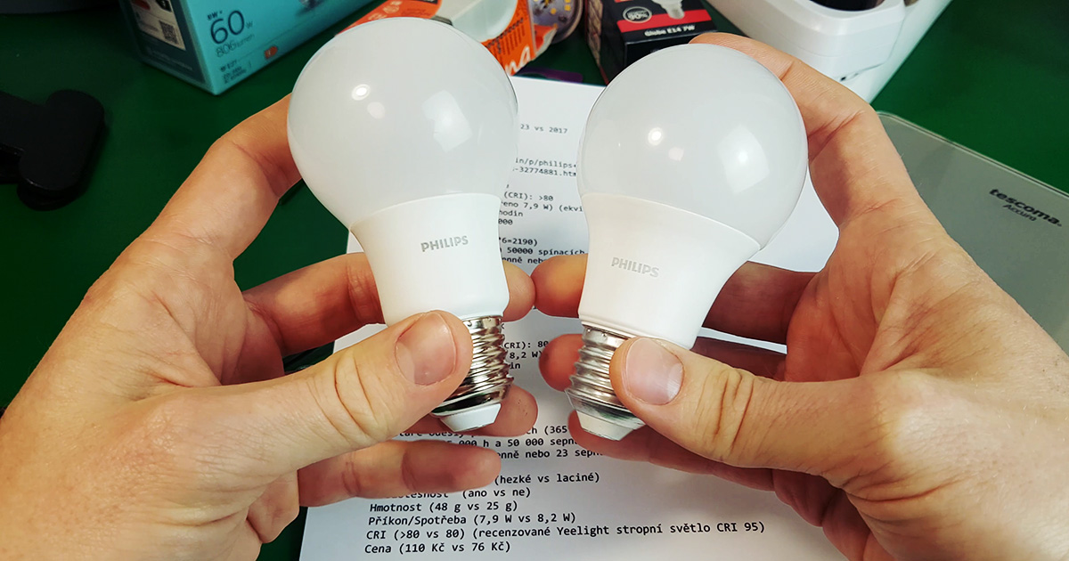 Philips LED žárovka z roku 2023 vs. 2017