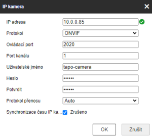 Připojení TP-Link Tapo kamery k NVR (Hikvision)