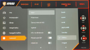 nastaveni monitoru MSI G272QPF